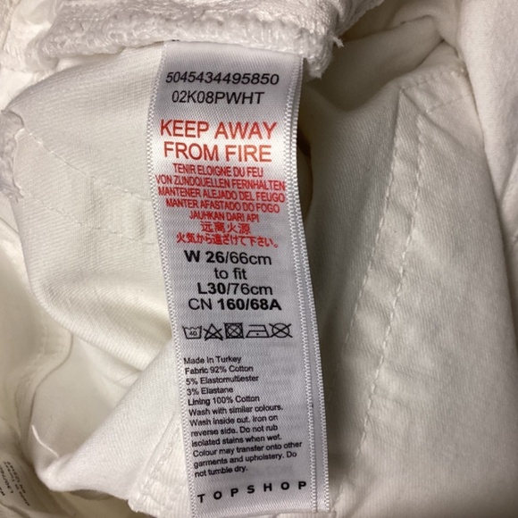 Top shop Jamie jeans SZ 26W x30L white distressed skinny straight legs t… - Picture 8 of 11